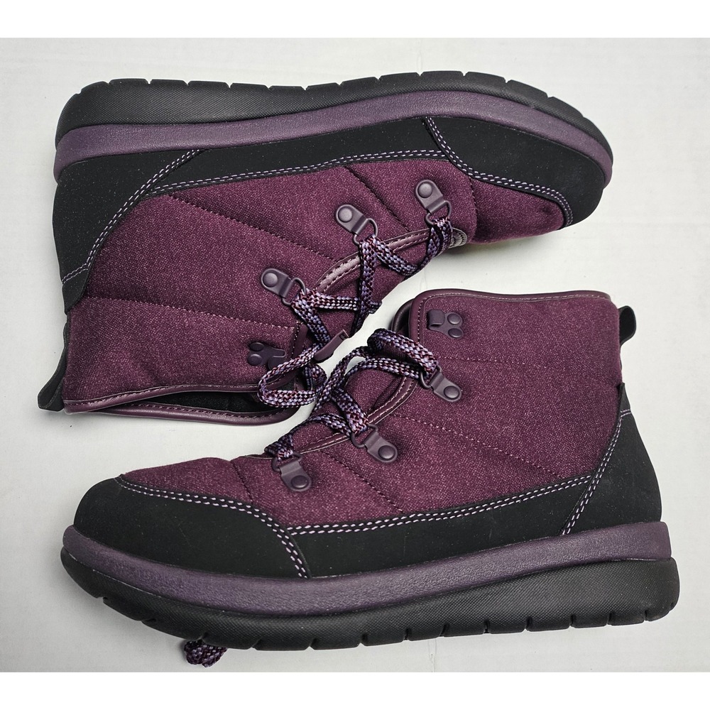 CLARKS Cloudsteppers Cabrini Cove Aubergine Lace Up Ankle Boots Women US 7 M - Picture 2 of 10